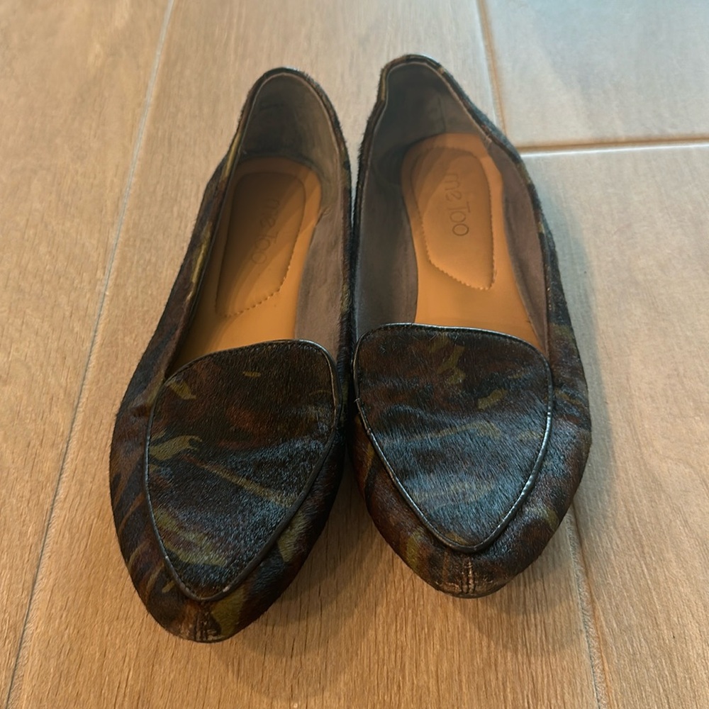 Green, brown, black Camouflage cowhide and leather slip on flat shoes by…